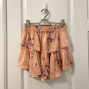 LoveShackFancy Silk Ruffle Mini Skirt